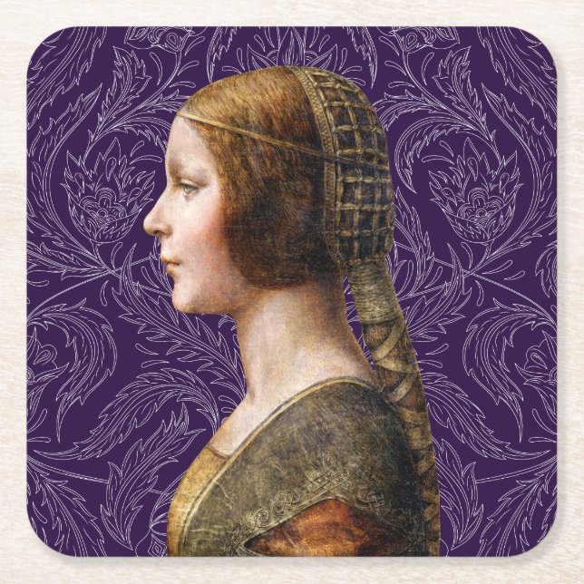 Leonardo da Vinci Portrait La Bella Principessa Rechteckiger Pappuntersetzer (Vorderseite)