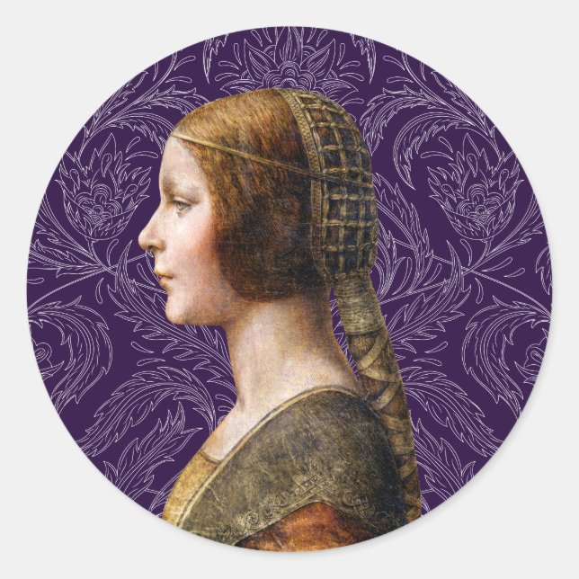 Leonardo da Vinci Portrait La Bella Principessa Runder Aufkleber (Vorderseite)
