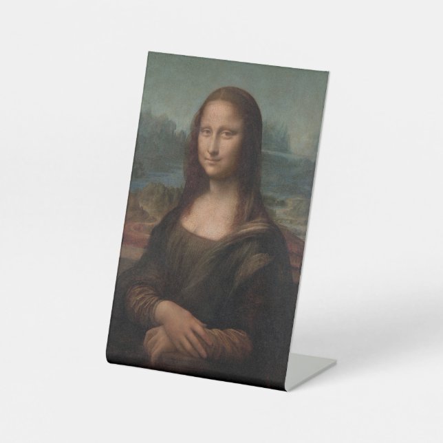 Leonardo da Vinci Portrait von Mona Lisa Sockelschild (Vorderseite)