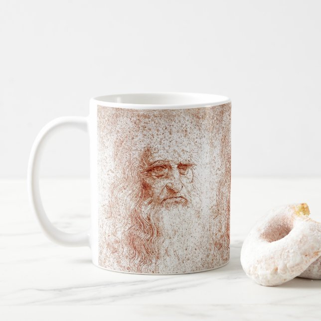 Leonardo da Vinci Rötel-Kunst-Tasse Kaffeetasse (Mit Donut)