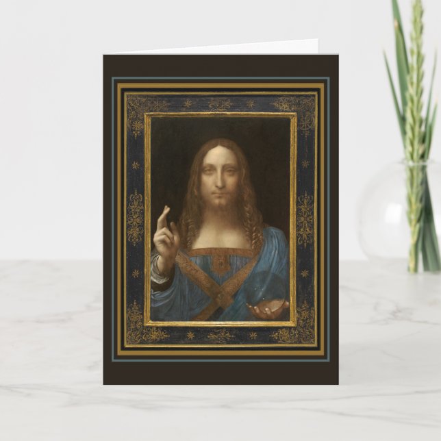 Leonardo da Vinci Salvator Mundi Greeting Card Karte (Vorderseite)