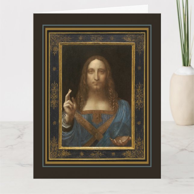 Leonardo da Vinci Salvator Mundi Greeting Card Karte (Vorderseite)