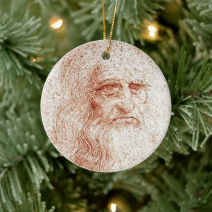 Leonardo da Vinci Selbstportrait Kunstornament Keramik Ornament