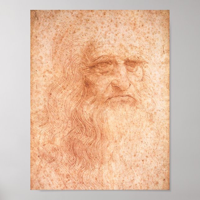 Leonardo da Vinci Selbstportrait Roter Chalk Poster (Vorne)
