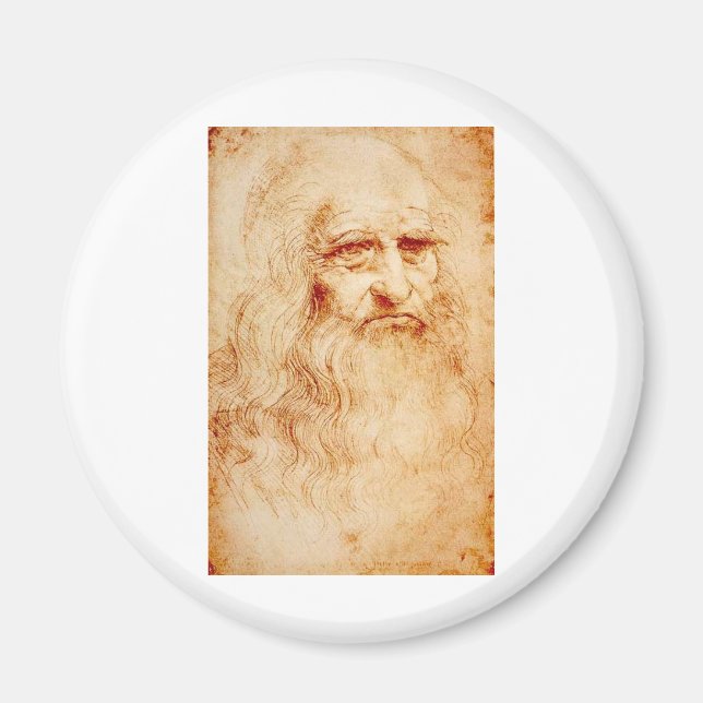 Leonardo Da Vinci Selbstporträt ca. 1510-1515 Magnet (Vorne)