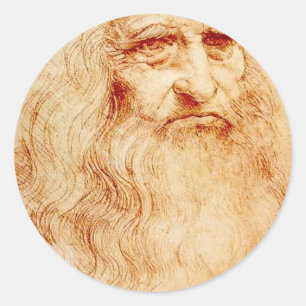 Leonardo da Vinci-Selbstporträt circa 1510-1515 Runder Aufkleber
