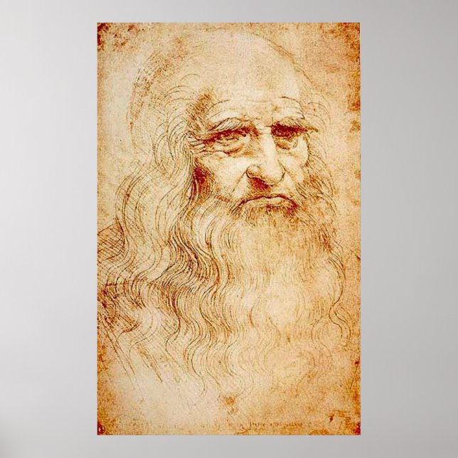 Leonardo Da Vinci - Selbstporträt Poster (Vorne)
