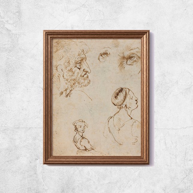 Leonardo Da Vinci Sketches Poster (Leonardo Da Vinci Sketches Famous Art Poster
)