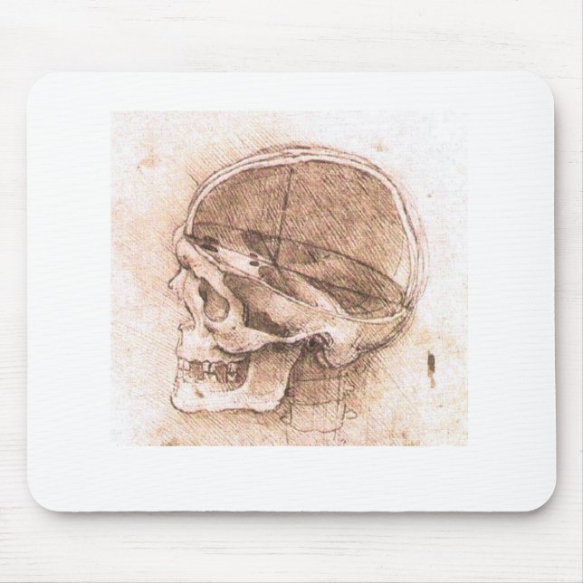 Leonardo da Vinci Skull Anatomie Kunst Mousepad (Vorne)