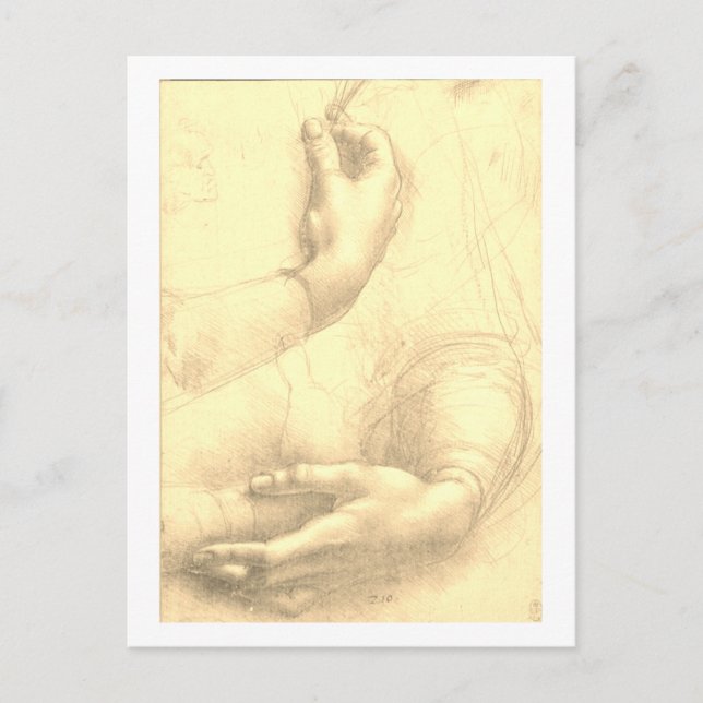 Leonardo da Vinci, Studium der Hände einer Frau Postkarte (Vorderseite)