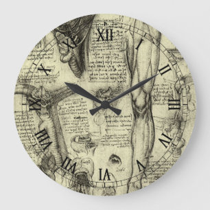 Leonardo da Vinci Vintage menschliche Anatomie Keh Große Wanduhr