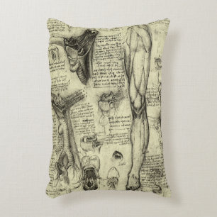 Leonardo da Vinci Vintage menschliche Anatomie Lar Dekokissen