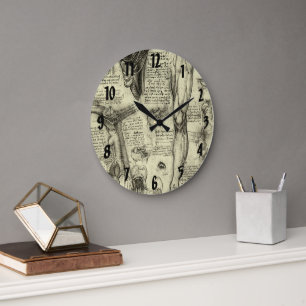 Leonardo da Vinci Vintage menschliche Anatomie Lar Große Wanduhr