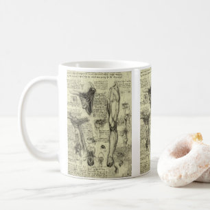 Leonardo da Vinci Vintage menschliche Anatomie Lar Kaffeetasse