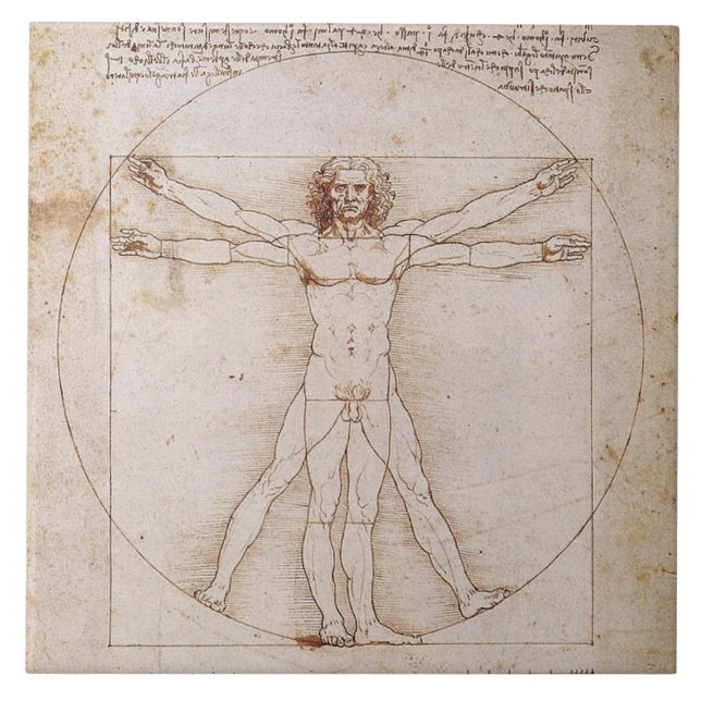 LEONARDO DA VINCI ... VITRUVIAN MAN ... C 1490 FLIESE (Vorderseite)