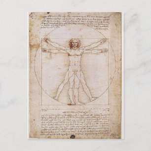 LEONARDO DA VINCI ... VITRUVIAN MAN ... C 1490 POSTKARTE
