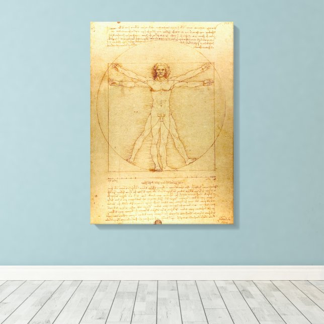 Leonardo Da Vinci, Vitruvian Man, Goldener Schnitt Leinwanddruck (Insitu (Holzboden))