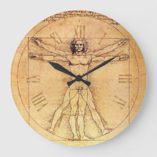Leonardo Da Vinci Vitruvian Man Zahlen Große Wanduhr