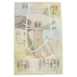 Leonardo da Vinci Vitruvian Mann-Collage Mittlere Geschenktüte