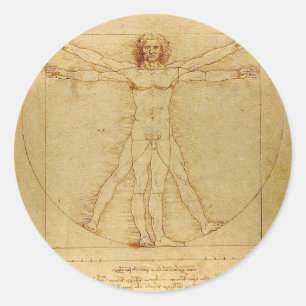 Leonardo Da Vinci - Vitruvianischer Mensch Gemälde Runder Aufkleber