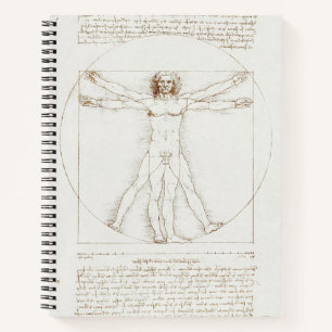 Leonardo da Vinci Vitruvianischer Mensch Vintage K Notizbuch