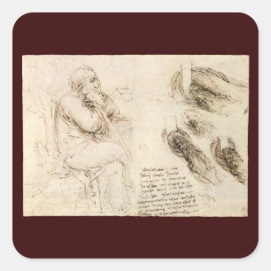 Leonardo da Vincis Alte-Mann-und-Wasser-Skizze Quadratischer Aufkleber