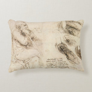 Leonardo da Vincis Alter Mann und Wasserskizze Dekokissen