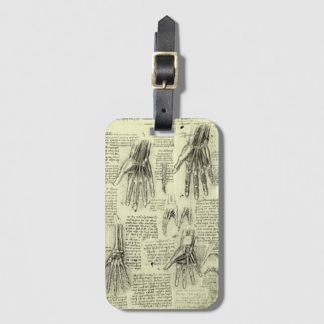 Leonardo da Vincis Anatomie der menschlichen Hand Gepäckanhänger (Vorderseite Vertikal)