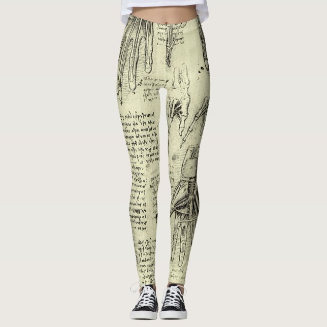 Leonardo da Vincis Anatomie der menschlichen Hand Leggings (Vorderseite)