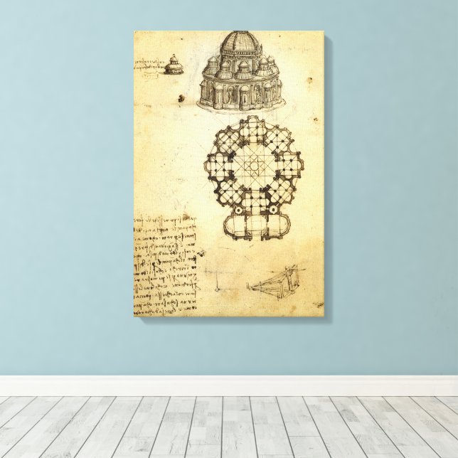 Leonardo da Vincis Architektonische Kathedrale Stu Leinwanddruck (Insitu (Holzboden))