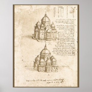 Leonardo da Vincis architektonische Kathedralstudi Poster