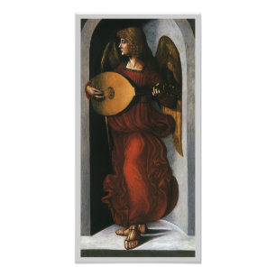 Leonardo da Vincis Ein Engel in Rot mit einer Laut Fotodruck