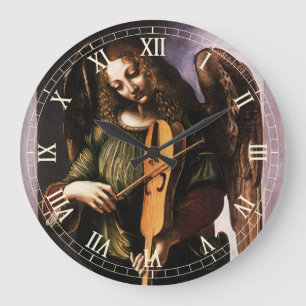 Leonardo da Vincis Engel in Grün mit einer Vielle Große Wanduhr