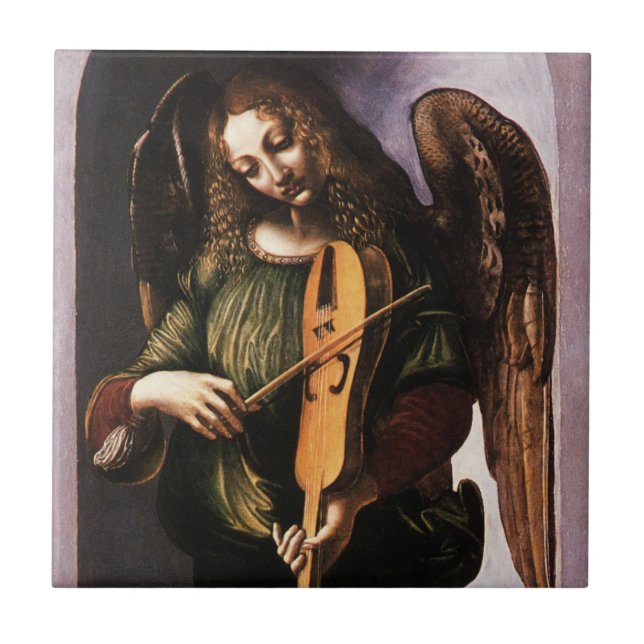 Leonardo da Vincis Engel in Grün mit Vielle Fliese (Vorderseite)