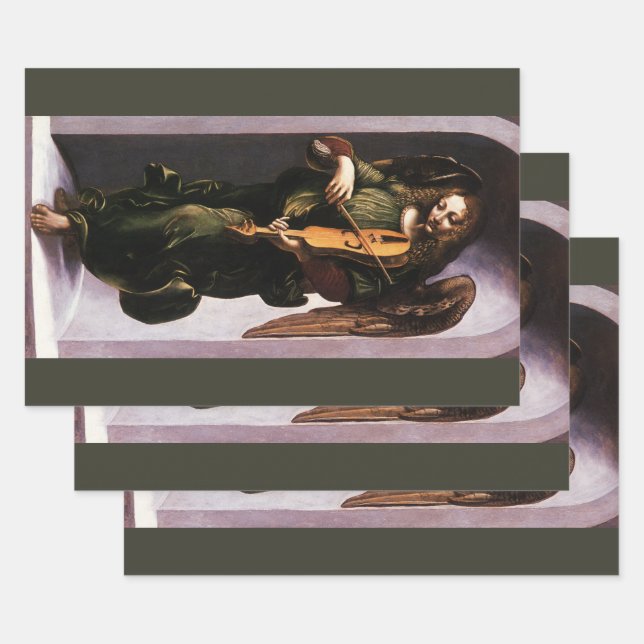 Leonardo da Vincis Engel in Grün mit Vielle Geschenkpapier Set (Set)