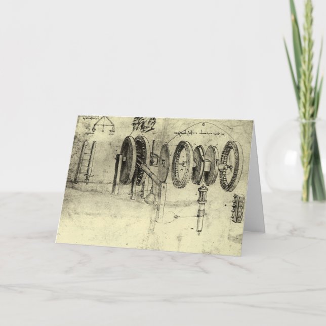 Leonardo da Vincis Engineering Sketch eines Rades Karte (Vorderseite)