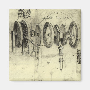 Leonardo da Vincis Engineering Sketch eines Rades Magnet