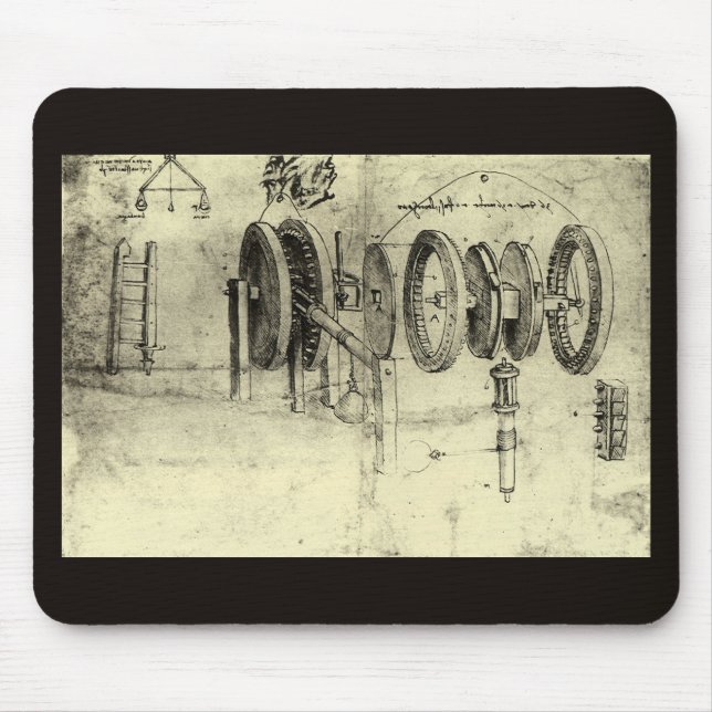 Leonardo da Vincis Engineering Sketch eines Rades Mousepad (Vorne)