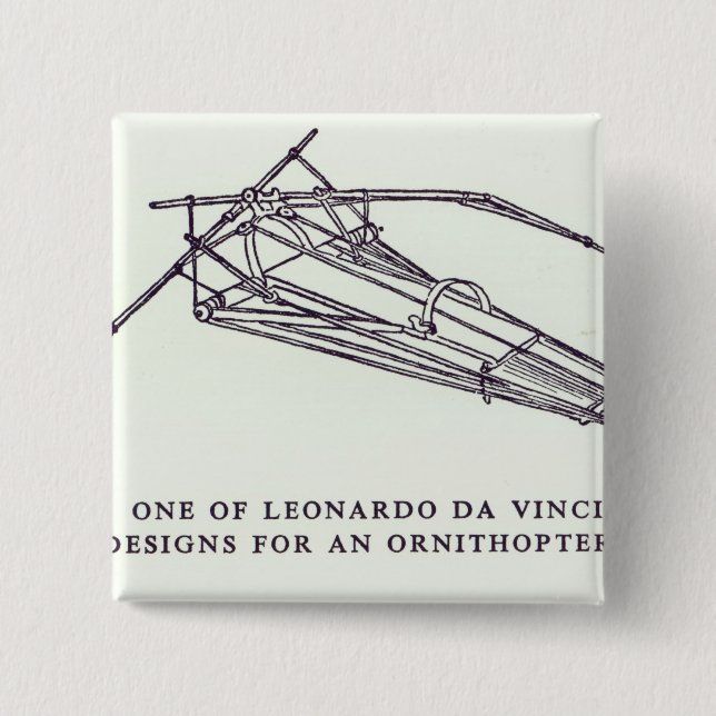 Leonardo da Vincis Entwürfe für ein Ornithopter Button (Vorderseite)