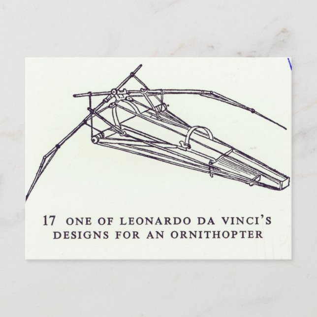 Leonardo da Vincis Entwürfe für ein Ornithopter Postkarte (Vorderseite)