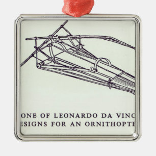 Leonardo da Vincis Entwürfe für ein Ornithopter Silbernes Ornament
