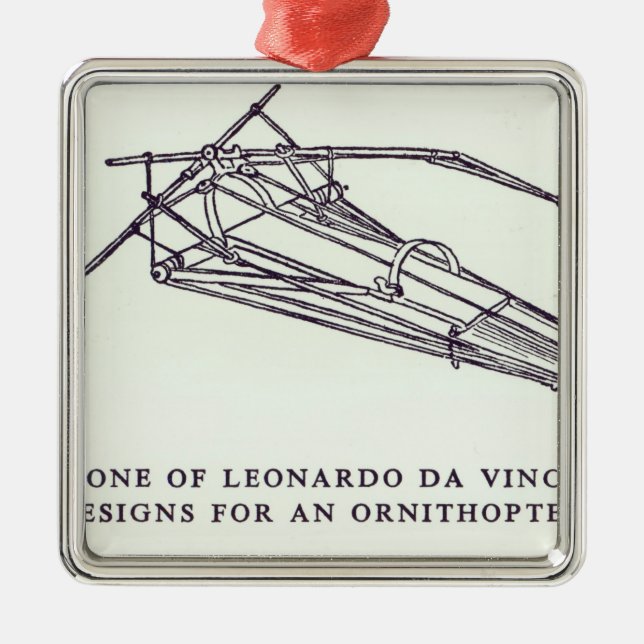Leonardo da Vincis Entwürfe für ein Ornithopter Silbernes Ornament (Vorne)