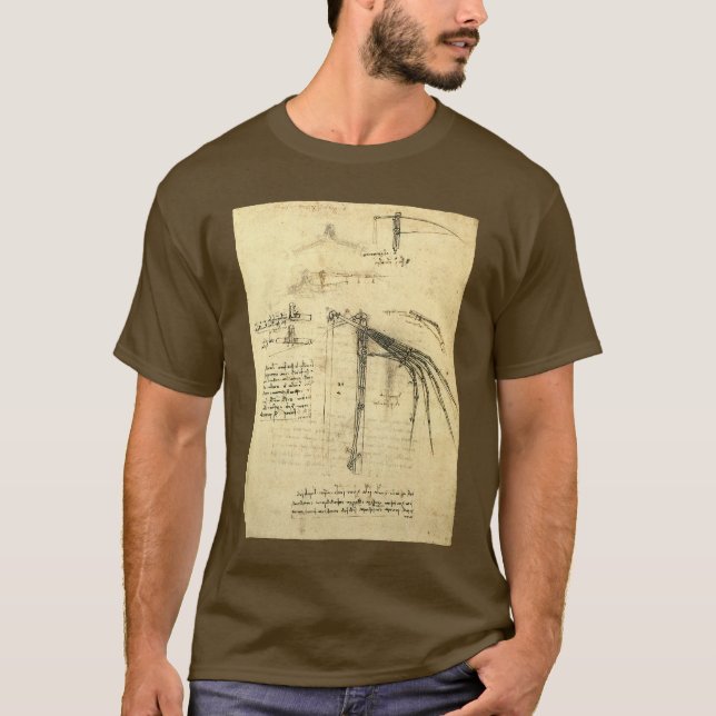 Leonardo da Vincis Flügelmaschinenkizze T-Shirt (Vorderseite)