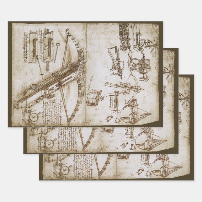 Leonardo da Vincis Giant Crossbow Weapon Sketch Geschenkpapier Set (Set)