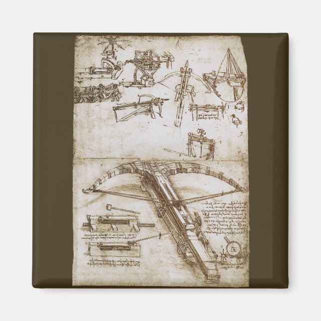 Leonardo da Vincis Giant Crossbow Weapon Sketch Magnet (Vorne)