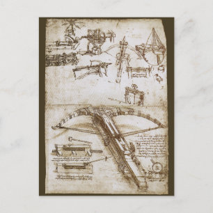 Leonardo da Vincis Giant Crossbow Weapon Sketch Postkarte