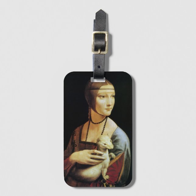 Leonardo da Vinci's Lady mit Ermine Gepäckanhänger (Vorderseite Vertikal)