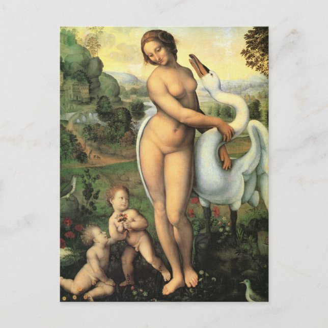 Leonardo da Vincis Leda und der Schwan Postkarte (Vorderseite)