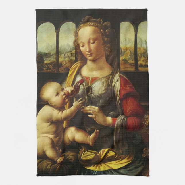 Leonardo da Vincis Madonna mit der Narbe Geschirrtuch (Vertikal)