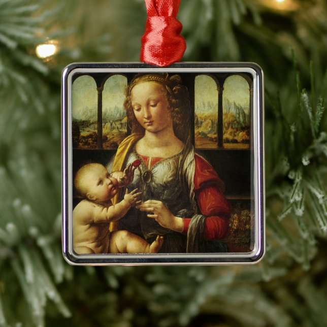 Leonardo da Vincis Madonna mit der Narbe Ornament Aus Metall (Baum)